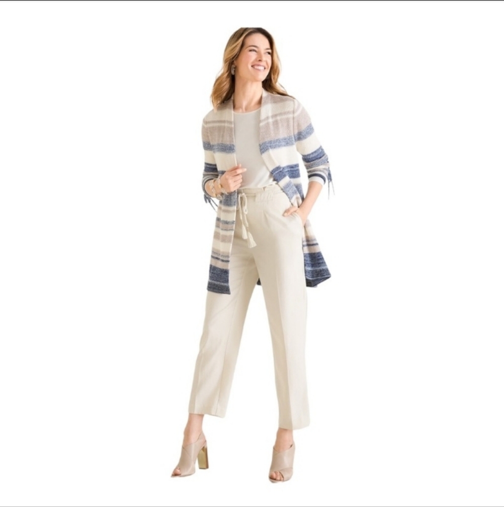 Chico's Wide Leg Pants Beige Pockets Beach Sz 0.5  Or US Size 6